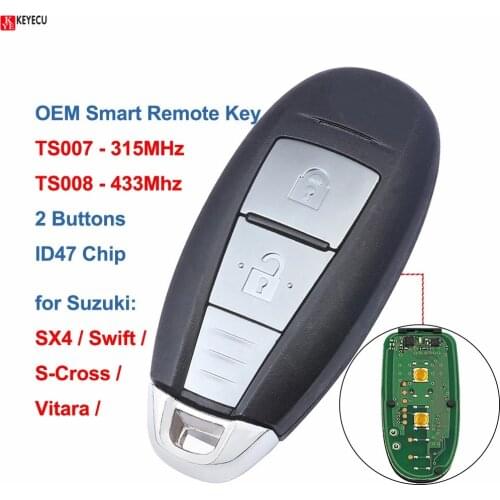 KEYECU OEM 2 Buttons Smart Key Card 315MHz/433MHz PCF7953XTT ID47 Chip for Suzuki Swift SX4 Vitara 2010-2015 FCC: TS007/TS008