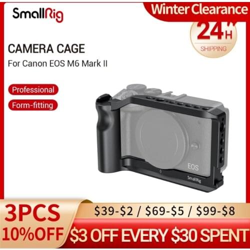 SmallRig Vlog Camera Cage for Canon EOS M6 Mark II W/ 2 Cold Shoe Mount for Microphone Flash Light DIY Vlogging Accessories 2515