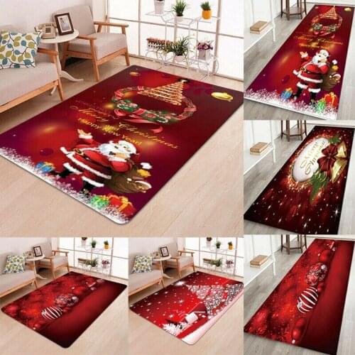 Flannel Pad Xmas Carpet Decor Festival Christmas Home Ornament Cartoon Doormat Non-Slip Multi-Pattern Floor Bathroom Carpet Rug