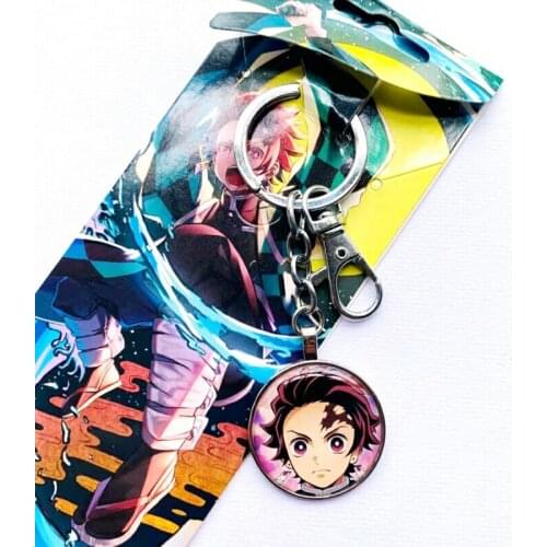 10style Anime Demon Slayer Tanjirou Nezuko Shinobu Kyoujurou Tengen Metal Key chian pendant Fashion key Ring holder Gift