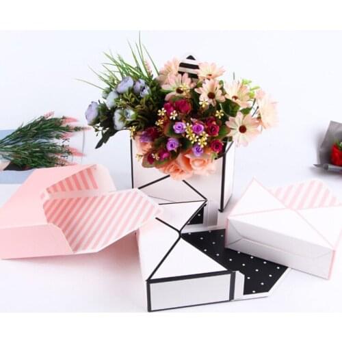 Mini envelope type box creative Korean flower bouquet floral hand-folded gift box 6PCS Valentines Day flower box