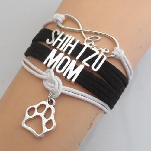 Fashion black Shih Tzu mom bracelet Handmade black Shih Tzu dogs Breed Bracelet Shih Tzu dogs mom bangle
