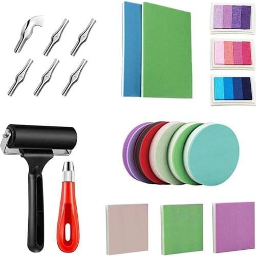 HOT 21Pcs Rubber Stamp Making Kit, Carving Tools Kit,Rubber Carving Blocks in Different Color Styles,for Craft Stamp Carving