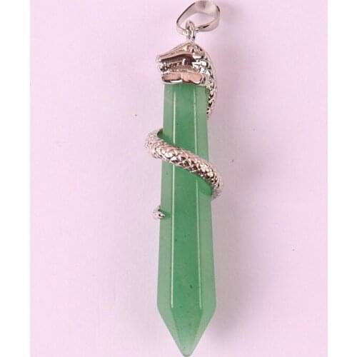 Natural Green Aventurine Bead GEM Pendant Snake Jewelry For Gift 1PCS S579