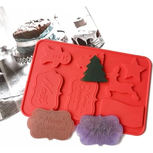 New Christmas Silicone Chocolate Cake Biscuit Mold Mousse Mould Cookies 3D DIY 7 Shape Handmade Kitchen Baking Tools Accessories