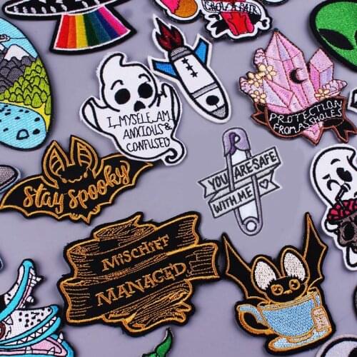 Novelty Animal Patch Iron On Patches For Clothes Cartoon Patch Skull Embroidered Patches For Clothing Accessory For Bags Clothes