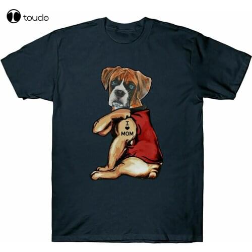 New Boxer I Love Mom Tattoo Funny Dog Animal Lovers Menscotton Novelty Gift T-Shirt Tee Shirt S-5Xl
