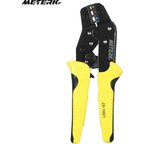 Meterk Wire Crimper Engineering Ratchet Terminal Crimping Pliers JX-02C 0.25-2.5mm2 Insulated Terminals Or Color Code Nests