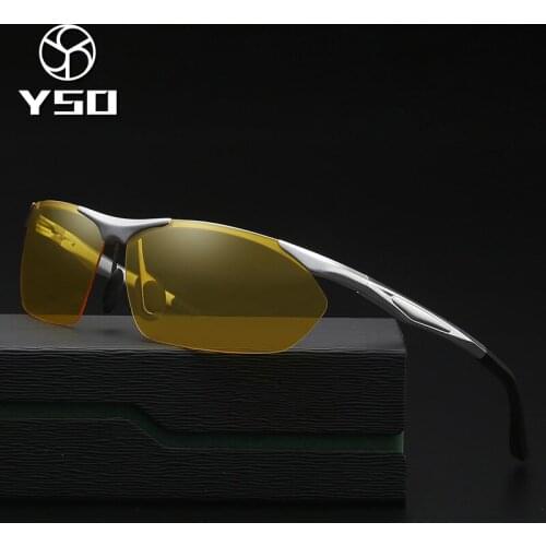 YSO Night Vision Glasses Men Aluminium Magnesium Frame Polarized Night Vision Goggles For Car Driving Fishing Anti Glare 8546