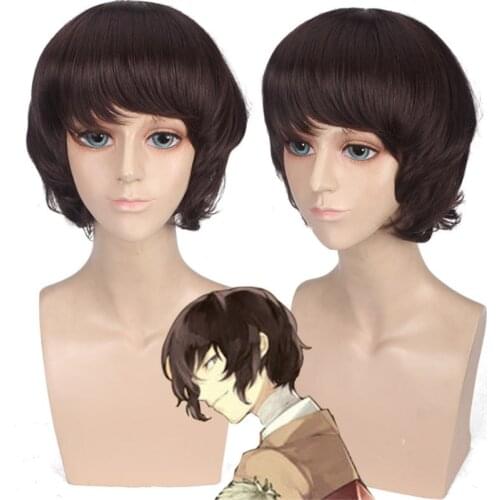 30cm Anime Bungo Stray Dogs Cosplay Dazai Osamu Wig Role Playing Wigs Halloween Cosplay Smoky Pink Hair Wig Cap