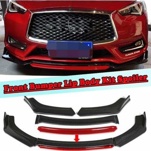 Front Bumper Spoiler Carbon Surface Contrast Color Design Protector Plate Lip Body Kit Chin Shovel For Infiniti Q60 2016-2019