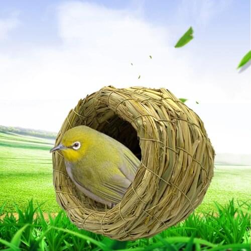Hand Woven Humming House Cage Outside Grass Hanging Hut Natural Nest Outdoor Fiber Cozy Rest Place Eco-Friendly Bird Shelter