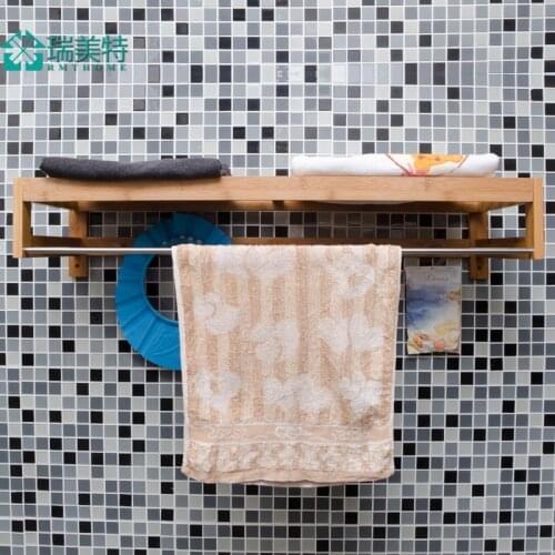 Rui US special Japanese bamboo wall bathroom shelf bathroom towel rack towel rack hangers entrance wall