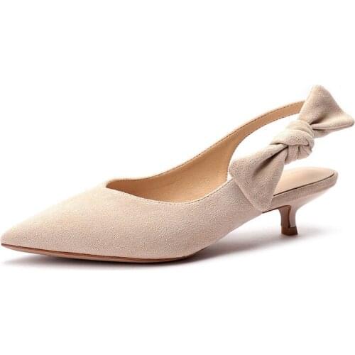 Women Summer Open Toe Comfy Sandals Flock Slip On 3.5CM Thin High Heels Pointed Toe Butterfly-knot Shallow Back Strap shoes