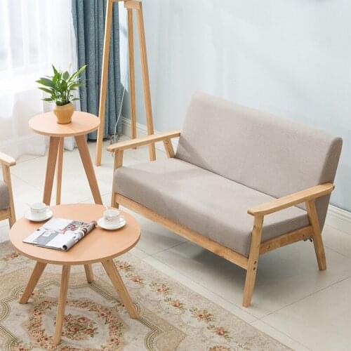 Rental House Single-Seat Sofa Chair Living Room Small Apartment Sofa Double Nordic Solid Wood Japanese Simple Cloth Sofa