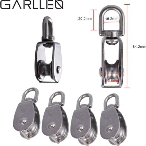 GARLLEN 4pcs 304 Stainless Steel Pulley Single Wheel Swivel Lifting Rope Pulley High Quality Tool For Hanging Things Below 100kg