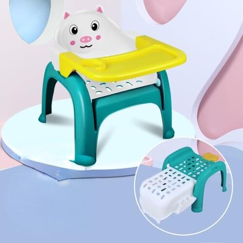Foldable childrens shampoo baby dining chair shampoo table home 3 in 1 can sit on the reclining chair