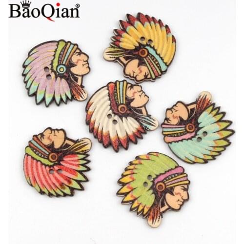 20Pcs Mixed Indians For Sewing Wooden Clothes Knitting Needles Crafts Scrapbooking DIY Fabric Needlework Buttons 30x31mm