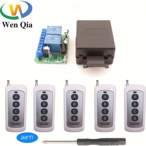 433MHz Universal Wireless Remote Control DC 12V 2CH Relay Receiver RF Far Distance Transmitters Garage/Motor/LED/Light/SmartRoom