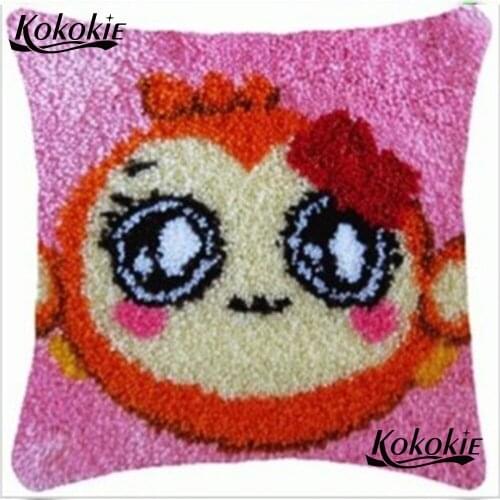 Crocheting Throw Pillow cartoon monkey Unfinished Yarn Embroidery Pillowcase Latch Hook Cushion Kits 3d carpet diy Needlework