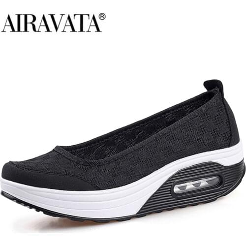 Womens Casual Shoes Air Cushion Shake Shoes Fashion Slip On Breathable Shoes