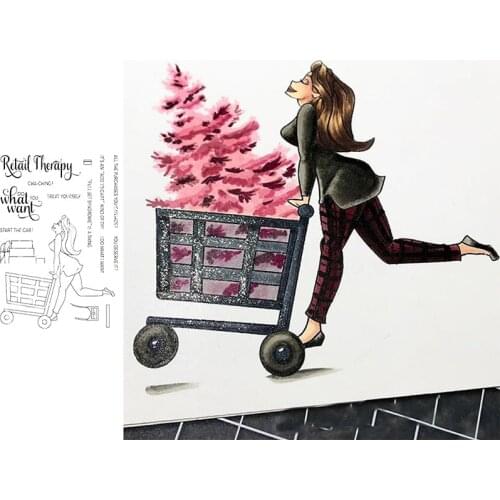 Woman Shopping Clear Stamps for Scrapbooking Card Making Silicone Craft Stamps Transparent New 2020