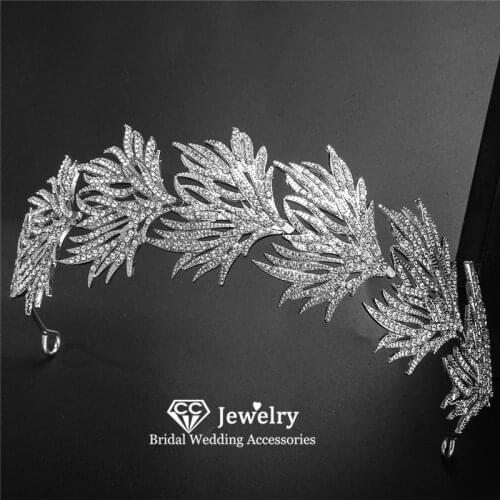 CC Feather Shape Tiaras and Crowns Women Accessories Wedding Headdress Bridal Hairbands Trendy Crown Party Hairwear Gifts HS99