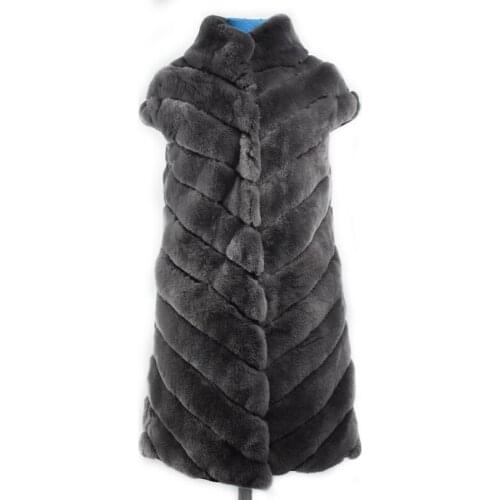 2020 New Real rabbit fur Woman Vest Solid color Fashion Thick Warm Coat Jacket Solid Color Fur Vests Women Coats