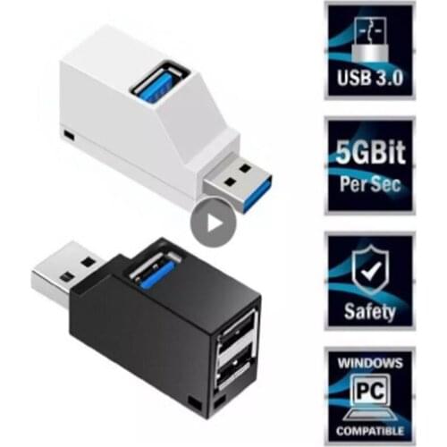 1pc USB 3.0 /2.0 HUB Adapter Extender Mini Splitter Box 3 Ports High Speed U Disk Reader For PC Laptop Macbook Mobile Phone