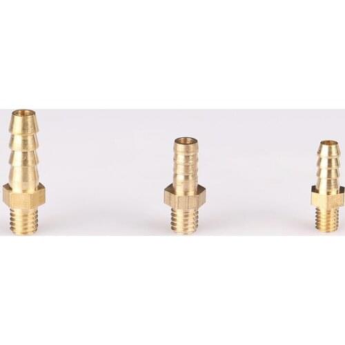 5Pcs 3mm 4mm 5mm 6mm 8mm OD Hose Barb M4 M5 M6 Metric Male Thread Brass Pipe Fitting Coupler Connector Adapter