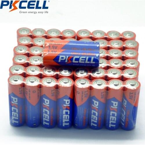 50Pieces PKCELL LR6 Batteria AA 1.5V E91 AM3 MN1500 Alkaline Batteries For electric toys camera flash razors