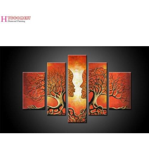 5d pieces of diamond embroidery few picturesque hand cross stitch round tree resin painting landscape painting full of diamonds