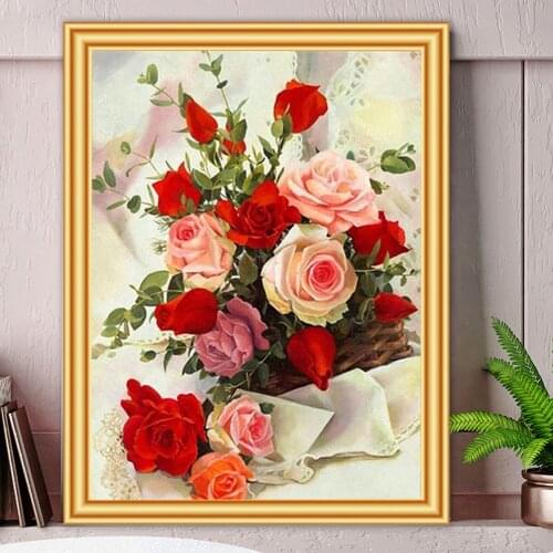 5D DIY Diamond Painting Flower Cross Stitch Kit Mosaic Diamond Embroidery Rose Full Square Diamond Art Painting Home Decoration