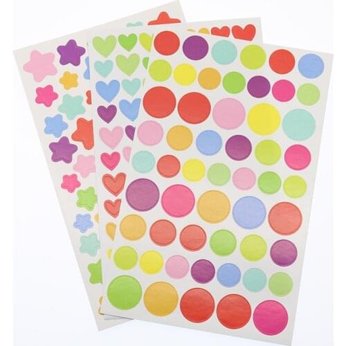 6pcs/Set, Office Stationery Sticker Diary Plan Rainbow Heart Stars Label Magazine Scissors Notebook/Album Photo Decoration