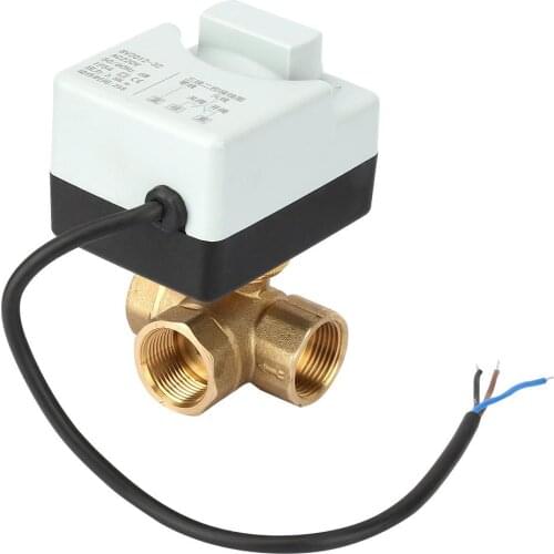 AC 220V DN20 G3/4 3-Way 3-Wire Brass Motorized Ball Valve With Manual Switch Function PN16-PN20 4N.m Valve