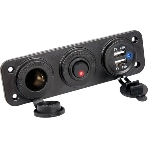 4.2A Dual USB Car Charger Socket Panel Cigarette Lighter Splitter Independent Toggle Switch 12V-24V Vehicles Boat Motorcycle