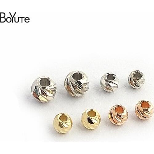 BoYuTe (100 Pieces/Lot) 3MM 4MM 5MM Metal Brass Bodhi Beads for Jewelry Making Diy Spacer Beads Accessories