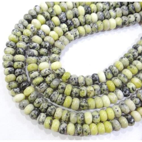 Wholesale Natural stone Grass yellow Turquoises Rondelle Beads 4*6mm 5*8mm Spacer Beads For Jewelry Making Bracelet Accessories