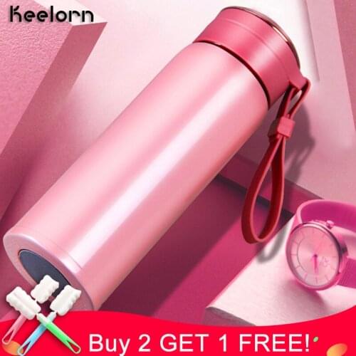 Keelorn Stainless steel vacuum insulated cups portable student cute cup 350ml 500ml vacuum flasks water bottle
