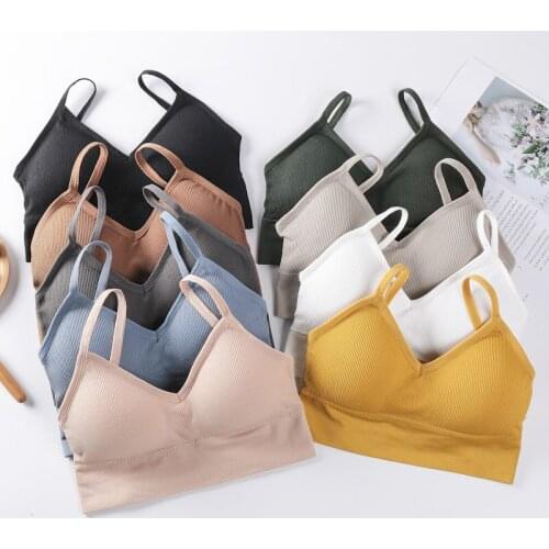 2021 Women Bra Seamless Sports Crop Top Wireless Female Sexy Lingerie Padded Bandeau Tank Back Cross Bralette Tube Top 9 Colors