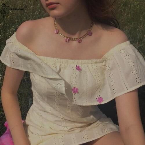 Punk Gold Silver Color Chain 5 Butterfly Pendant Necklace for Women Wedding Party All-Match Student Necklaces Jewelry Gifts 2020