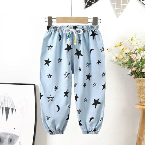 Children Clothes Summer Anti-mosquito Pants 9m-9y Boys Trousers Print Leisure Harem Pants Toddler Loose Pants Tide Girl Pant
