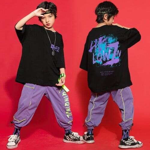 Kid Hip Hop Clothing Graphic Tee Oversized T Shirt Top Casual Streetwear Jogger Pants for Girl Boy Jazz Dance Costume Clothes