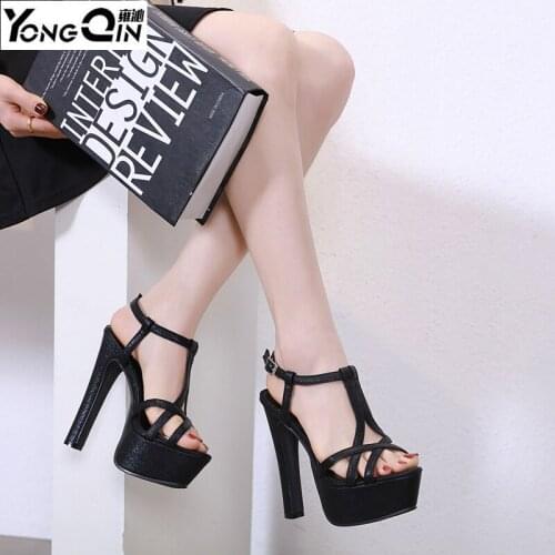 Elegant sandals Women High Heels Pumps Super high heel 14cm Womens Banquet sandals waterproof platform toe sandals