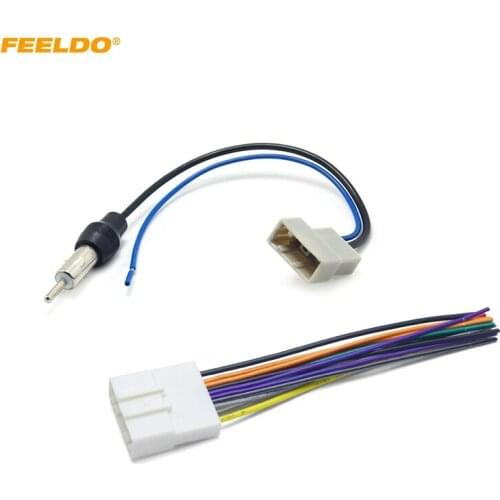 FEELDO 1set Car CD Audio Stereo Wiring Harness Antenna Adapter For Nissan/Subaru/Infiniti Install Aftermarket CD/DVD Stereo
