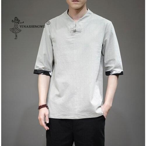 Japanese Cotton and Linen T-shirt Mens Jacket Summer New Japanese Mens Plus Size Kimono Japanese Short-sleeved Retro Men