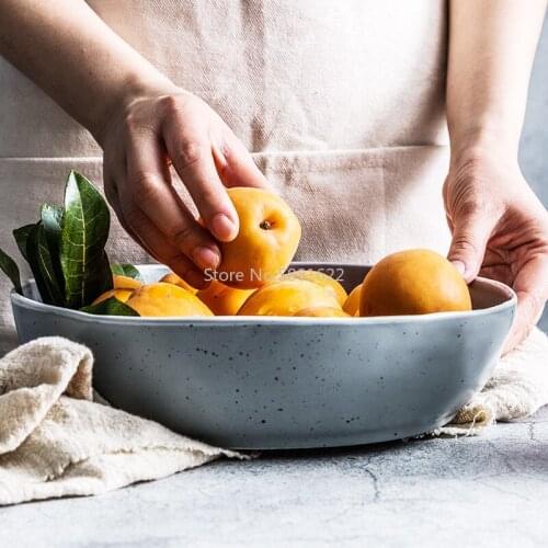 Korean Style Ceramic Two Color Tableware Dishes Home Steak Plate Dinner Bowl Rice Bowl Breakfast Dinner Plate