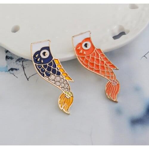 Personality Creative Cute Cartoon Colorful Carp Koi Drip Oil Cartoon Brooch Hairpin Pin Broches Women