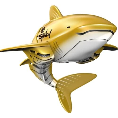 RC Golden Shark Boat 2.4G Robot Radio Simulation Waterproof Model Electronic Remote Control Swimming Animal Toys For Children