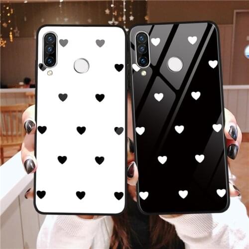 Tempered Glass Love Heart Case For Huawei P30 P20 P40 Lite E Pro Mate Honor 8A 8X 9A 9C 20 10 Lite Y6 Y9 P Smart 2019 TPU Funda